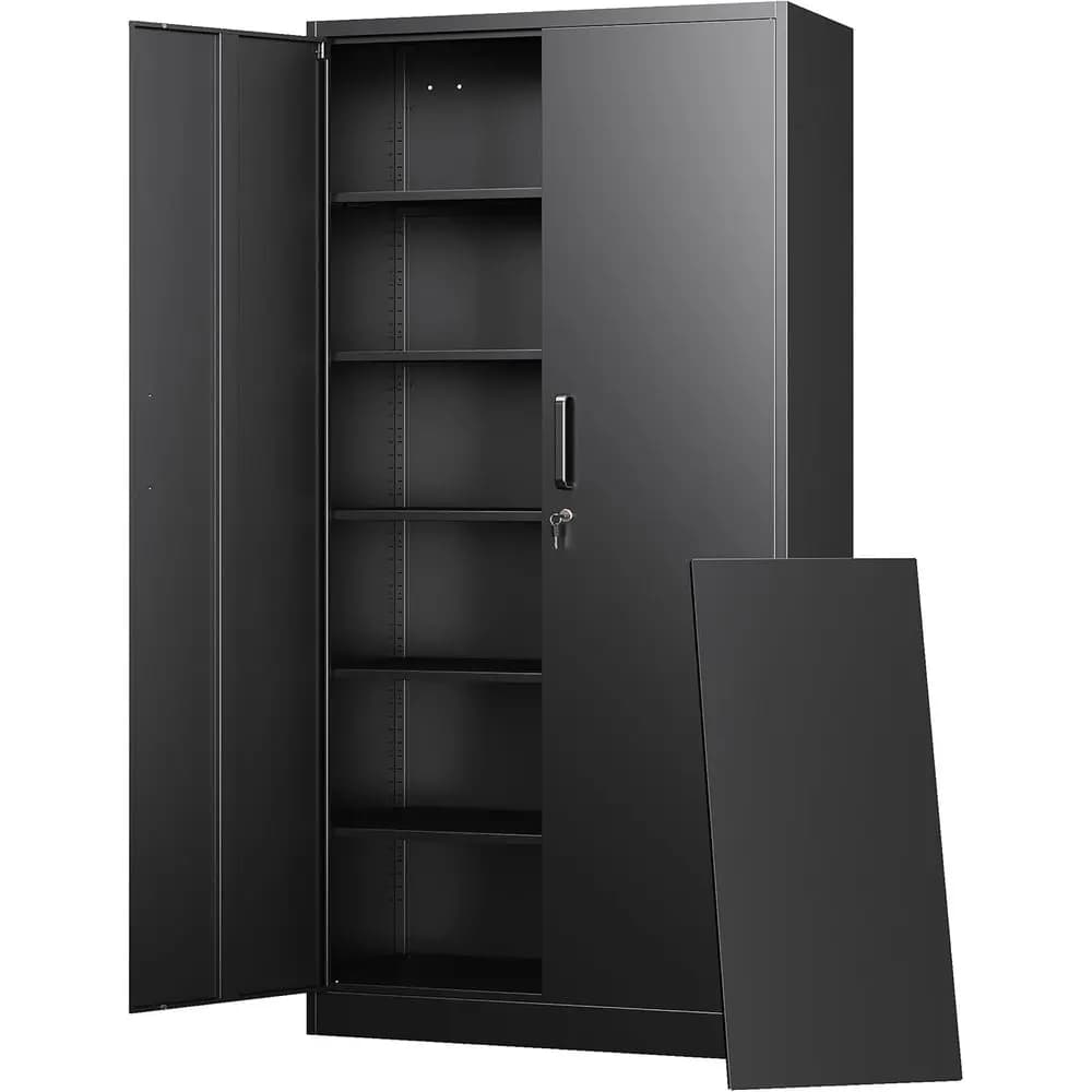 Metal Storage Cabiwith Lock Do,Tall Locker Organizer Steel Garage Cabi, 5 Adjustable Layers Shelves or Home, Oice, Warehouse,Too