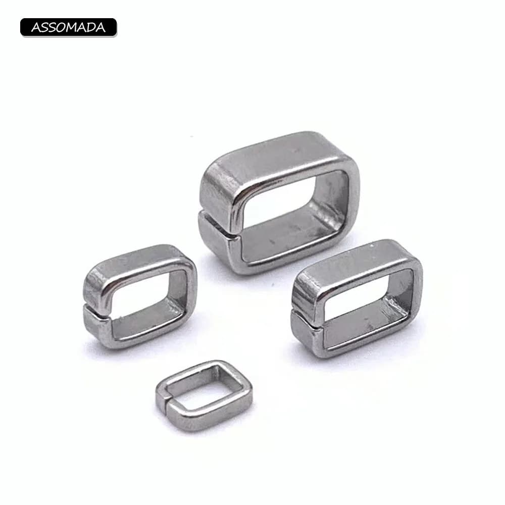 Anello in acciaio inossidabile da 10 pezzi per la creazione di gioielli Ornamento Connect Bracciale con fibbia in pizzo Chiusura Bracciale in pelle Accessori fai da te