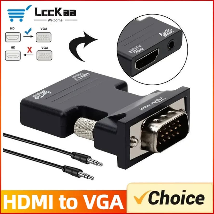 Convertitore femmina-VGA maschio compatibile HDMI Adattatore cavo audio da 3,5 mm Uscita video HD 1080P per PC Laptop TV Monitor Proiettore