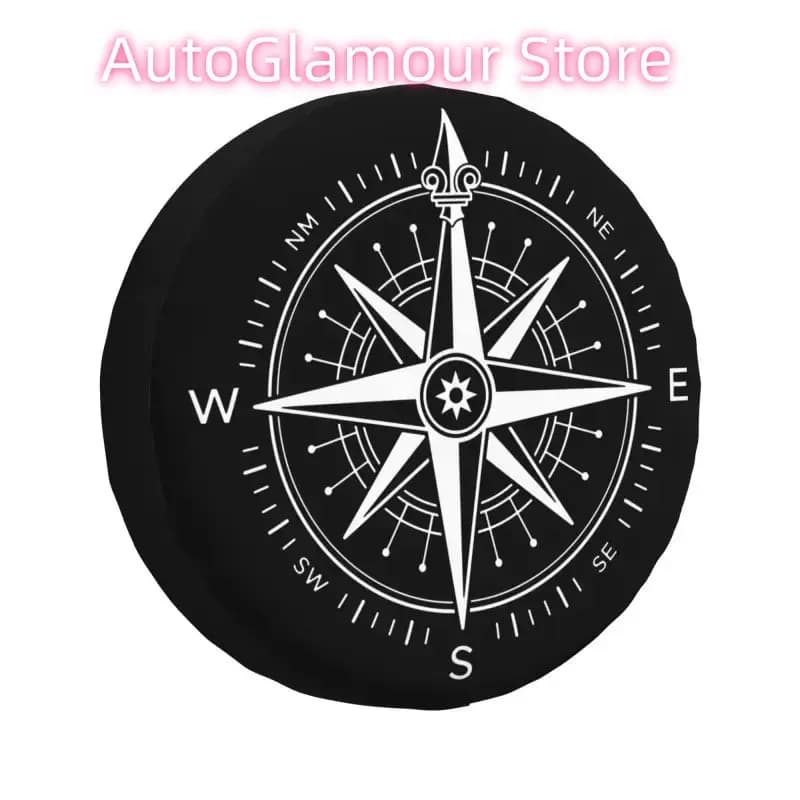 Copertura per pneumatici con bussola nautica personalizzata 4WD 4x4 Protezione per ruota di scorta per barca con ancoraggio per rimorchio per Jeep Wrangler 14 "15" pollici