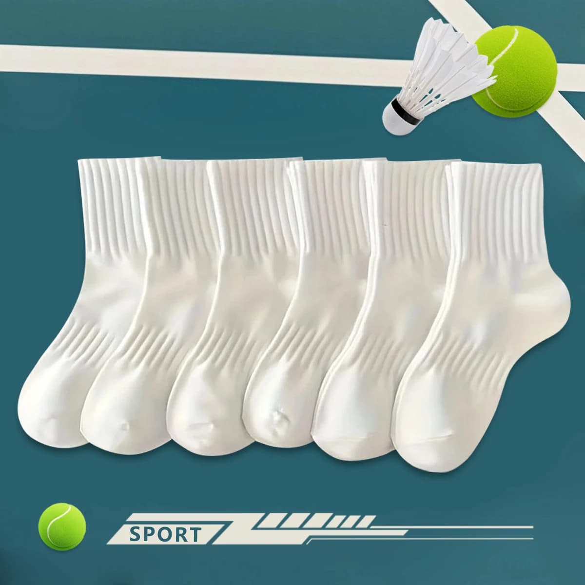6 pairs of men's socks, professional sports socks in half calf, white socks, running socks, pair socks, summer socks