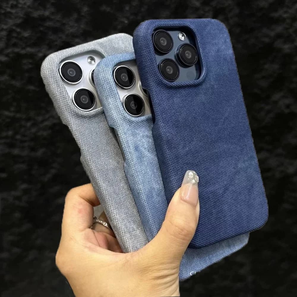Custodia per armatura in tessuto denim vintage per iPhone 17 Air 16 15 14 13 12 17 Pro Max 11 Plus 16E se4 Cover per telefono senza telaio di raffreddamento di lusso