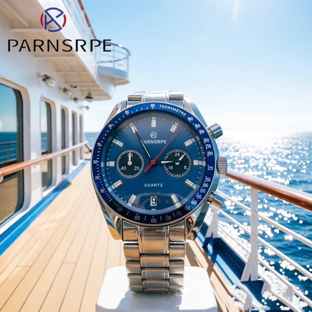 2026 New Quartz Chronograph Watch for Men Sport Luxury 40mm Tachymeter Bezel Stainless Steel VK63 Movement Date Daily Business