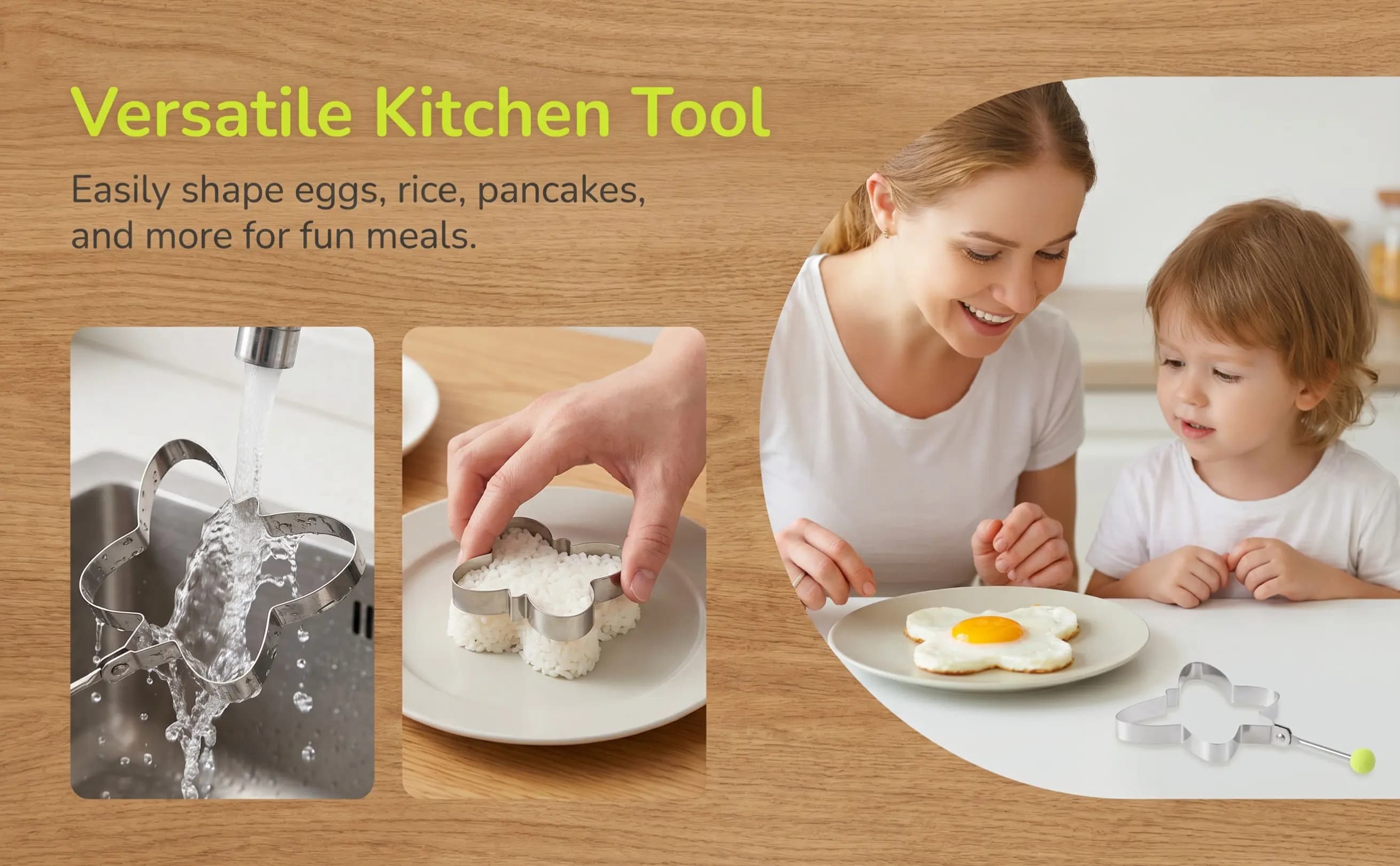 Stainless Steel Egg Frying Mold Set 6 Creative Shapes Butterfly Heart Star Flower Breakfast Pancakes Omelettes