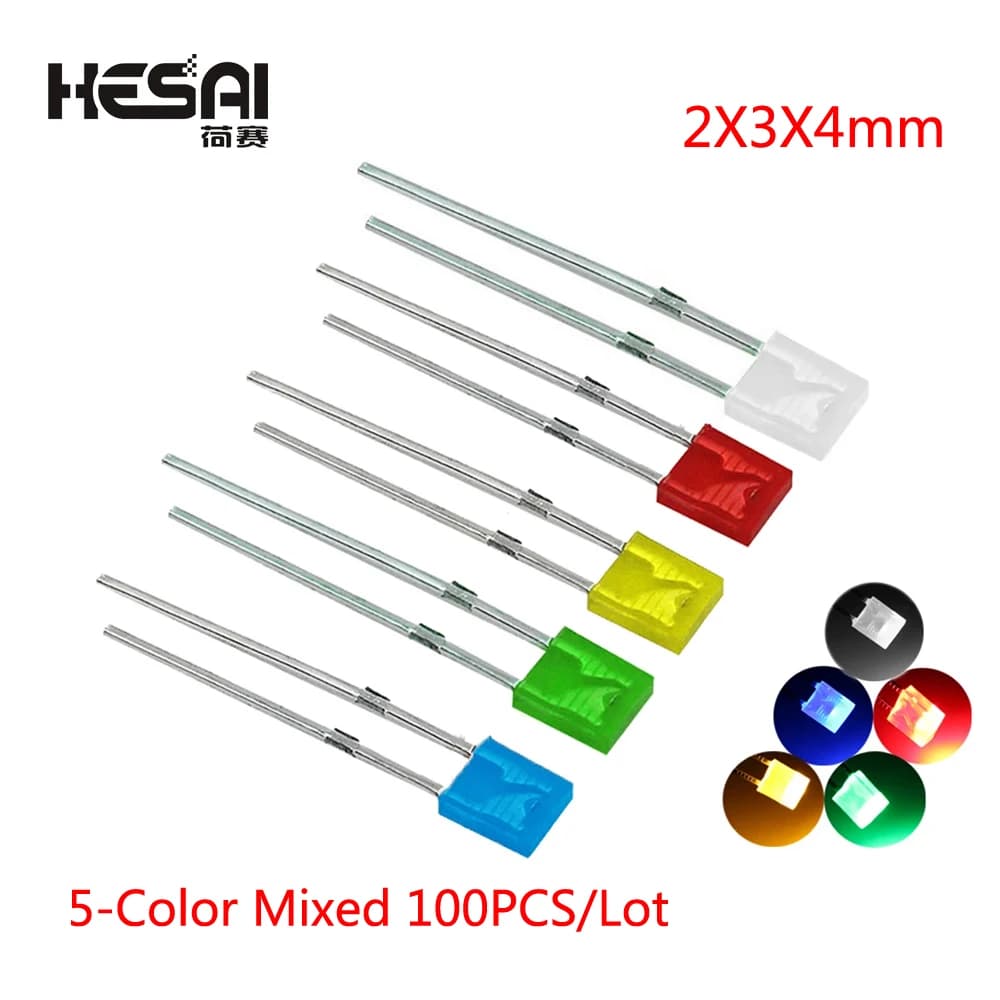 2x5x7 2x3x4 quadrato 5 colori misti a gamba corta diodo a emissione luminosa LED In linea lampada perline Kit fai da te diffuso