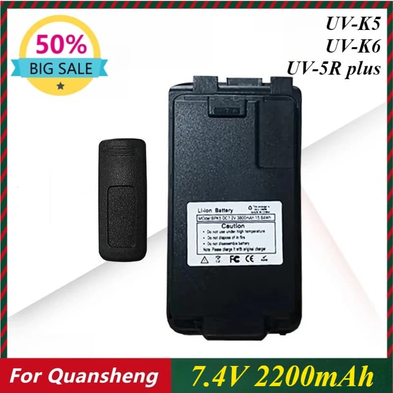 Batterie walkie-talkie da 7,2 V 2200 mAh per batteria agli ioni di litio Quansheng UV 5R Plus UV-K5 UV-K6