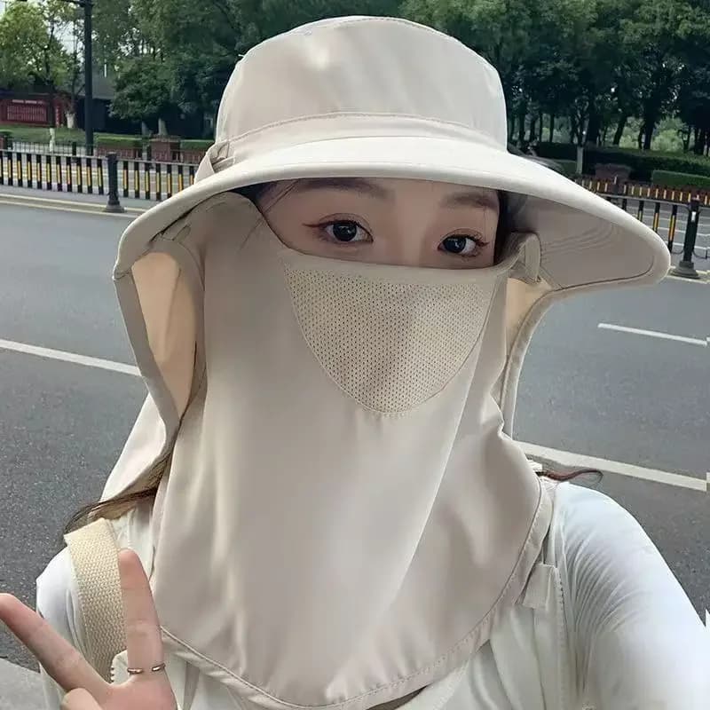 Summer Quick Drying Sun Hat UV Sun Protection Wide Brim Hat with Face Cover & Neck Flap for Hiking Camping Travel Fisherman Cap
