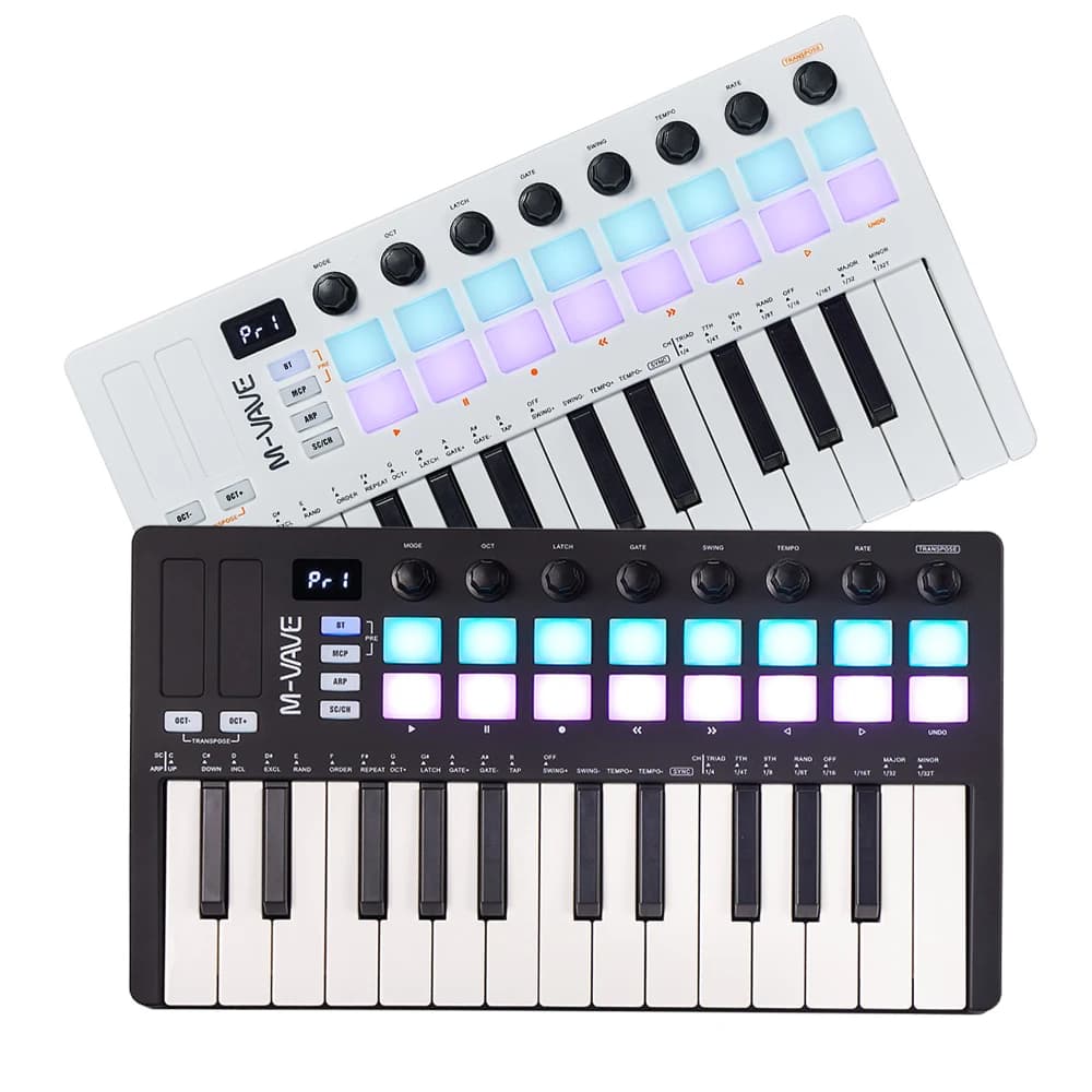 M-VAVE SMK-25 II 25 tasti MIDI Controller tastiera USB Mini 16 RGB Drum pad 8 manopole con Software di produzione musicale incluso