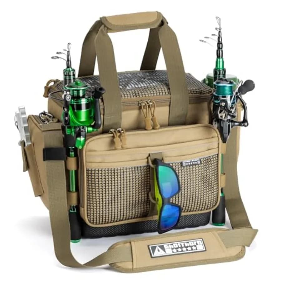 Bag for Fishing Equipment with Candle, Water Resistant Salad and Sweet, Waterproof Base, Adjustable Padding