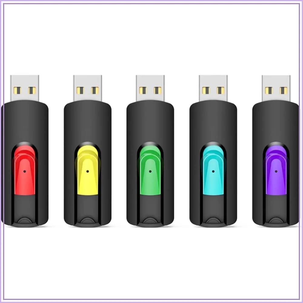 128GB USB Flash Drive 5 Pack, USB 2.0 Thumb Drives, 5 Colors (Red, Green, Cyan, Yellow, Purple) for Data Storage