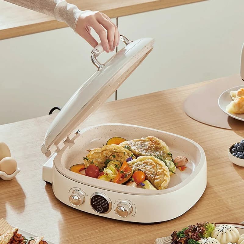 220V Multifunction Double Disc Electric Grill Heating Hanging Machine For Pancake Torta Pizza 3 Gear Regular Grill Machine