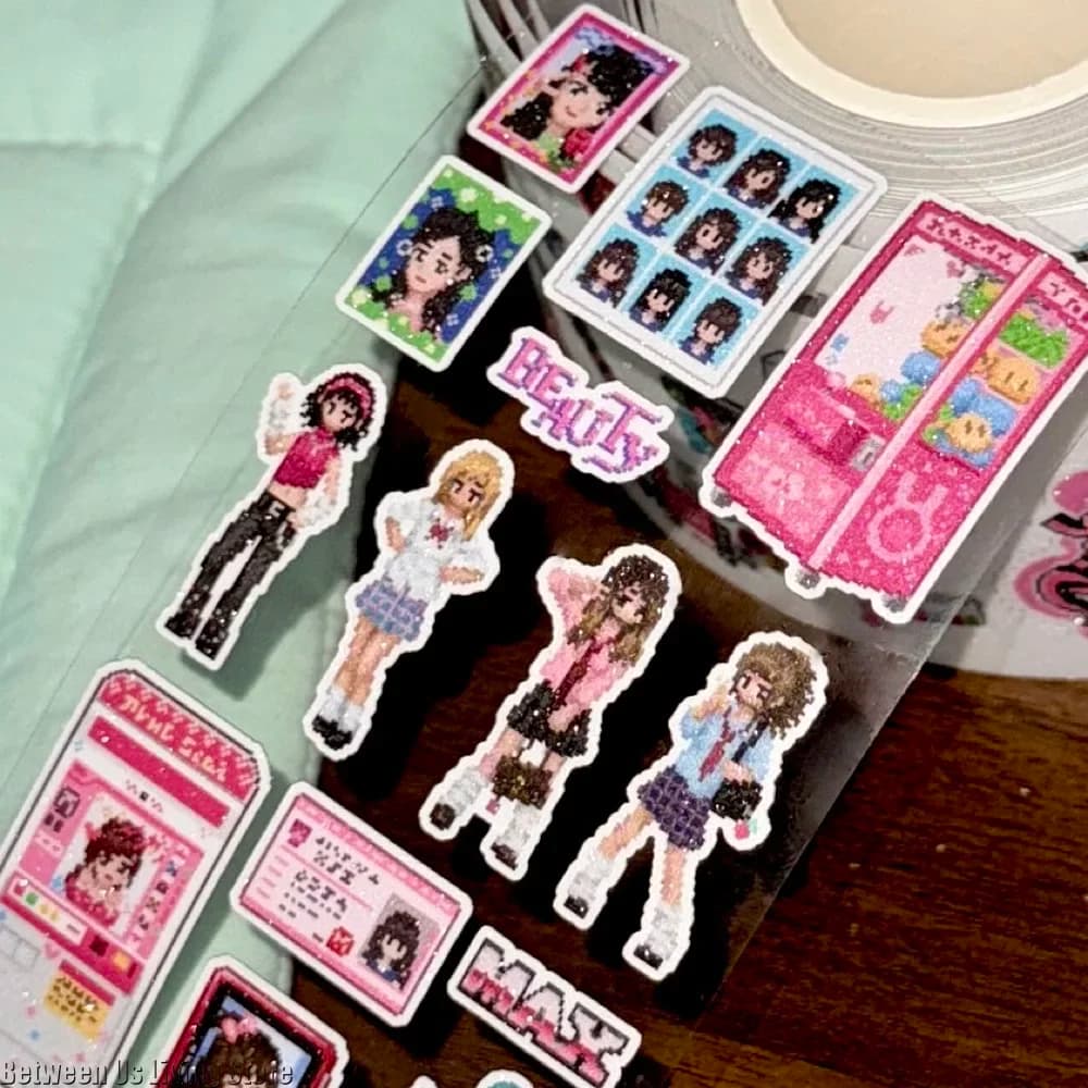 ✨ Vintage Pixel Pink Sticker Tape Set - Kawaii Scrapbooking Stickers for Bullet Journals, Diaries & Cute Stationery!