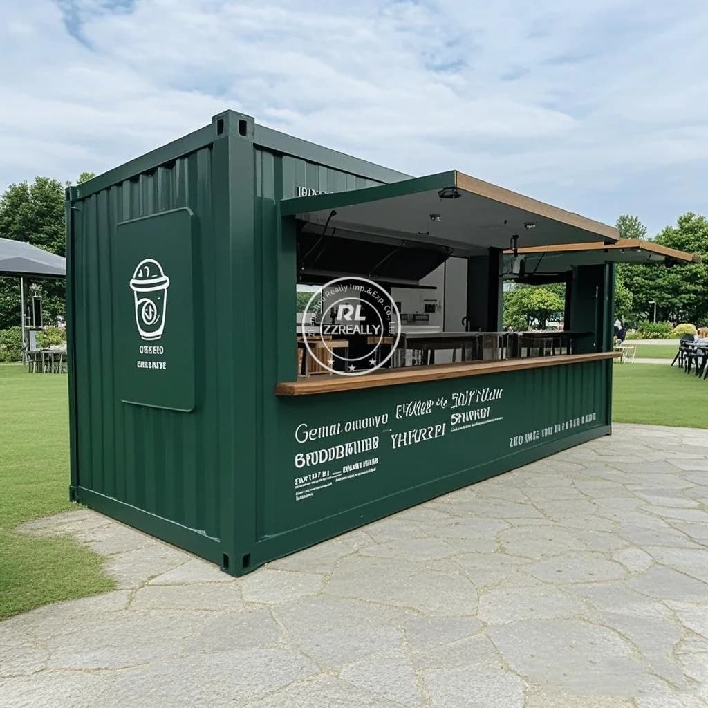 Contenitore per negozi da 20 piedi, personalizzabile, conveniente, caffetteria, bar, fast food, ristorante, negozio di convenienza, stand per chioschi