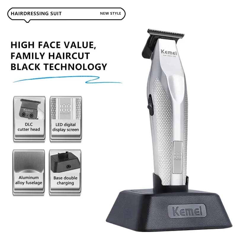 Kemei 3023-702 Professional Wireless Zero Gap Regulator for Men, Rechargeable Tosatrice for Hair Finishing