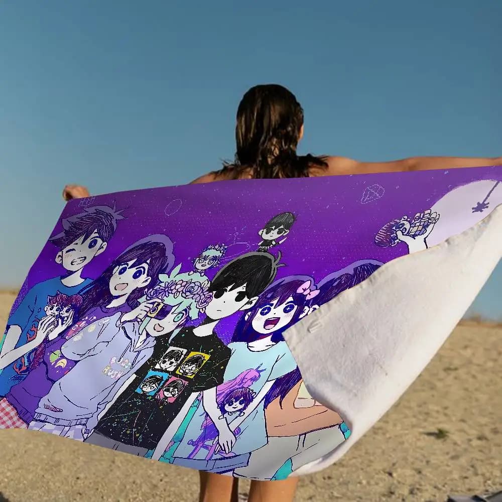 Asciugamano da spiaggia Anime Omori, morbido e assorbente, regalo per bambini, per viaggi, campeggio, palestra