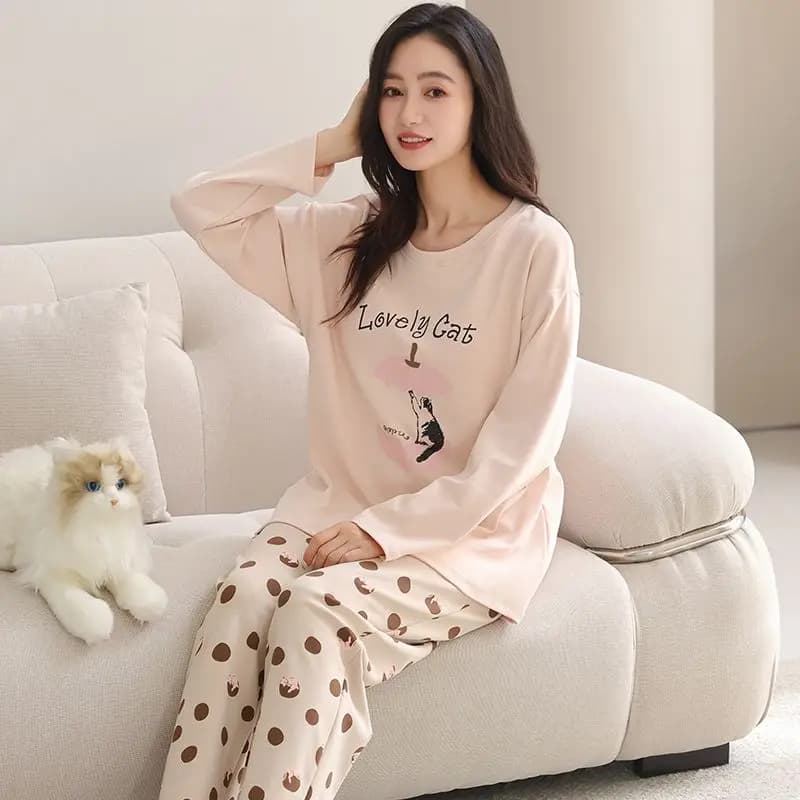 2025 Autunno Long Sleeve 100% Cotton Pigiama Set for Korean Women Cartoon Sveglio Nightwear Pigiama Homewear Pijama Mujer Homewear