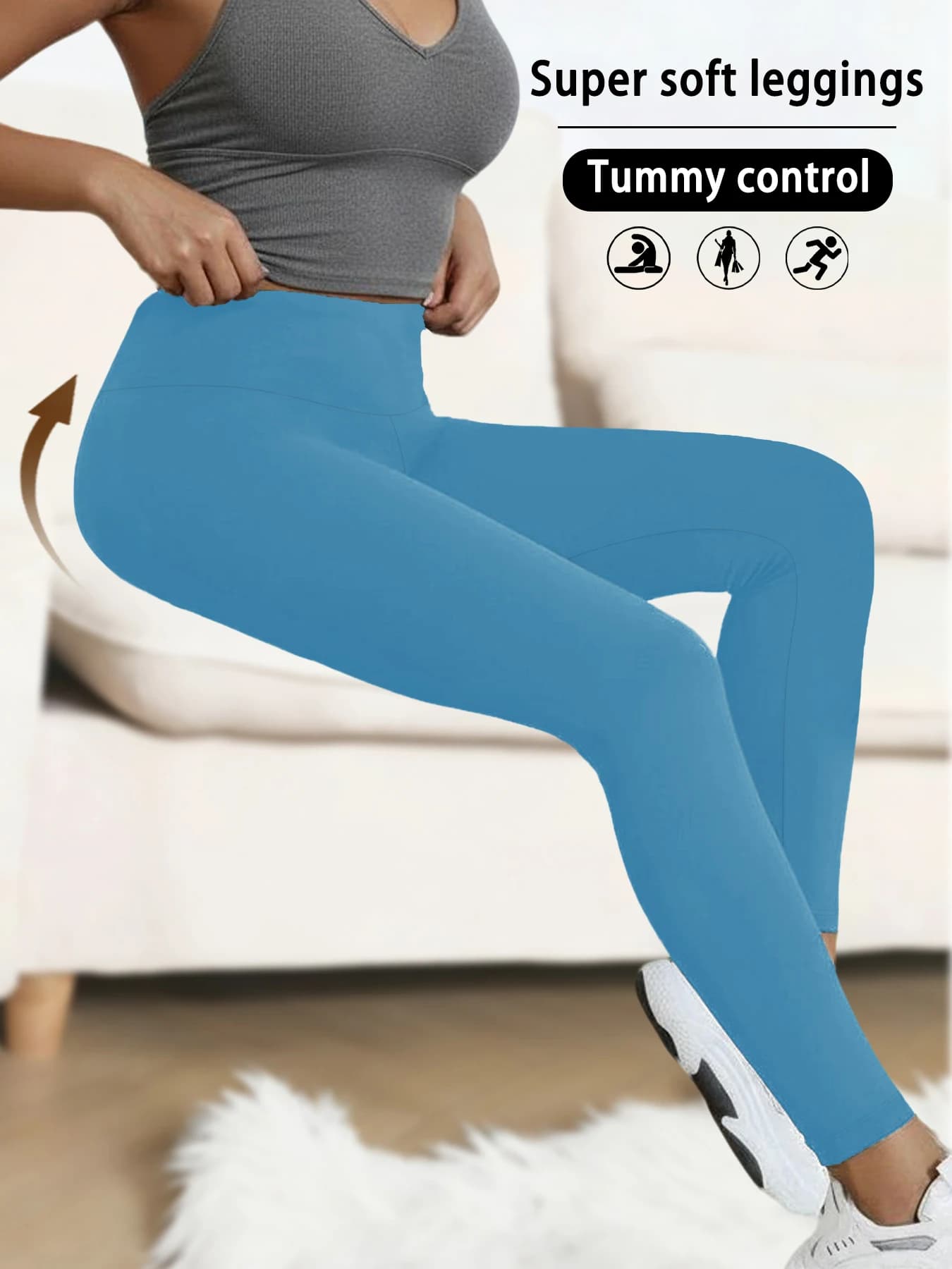 Leggings a vita alta da donna con controllo della pancia - Tessuto super morbido, ideale per yoga, corsa, allenamento e relax a casa