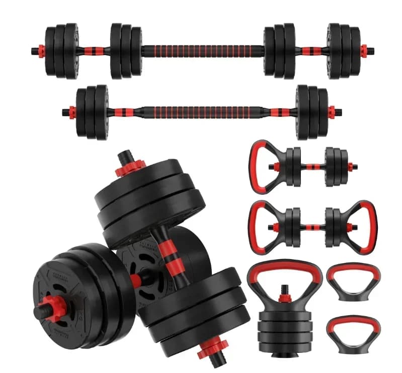 ForFor Set of portable interchangeable handlebars and barbells with adjustable weights, 60LB, multifunctional handlebar set 4 in 1