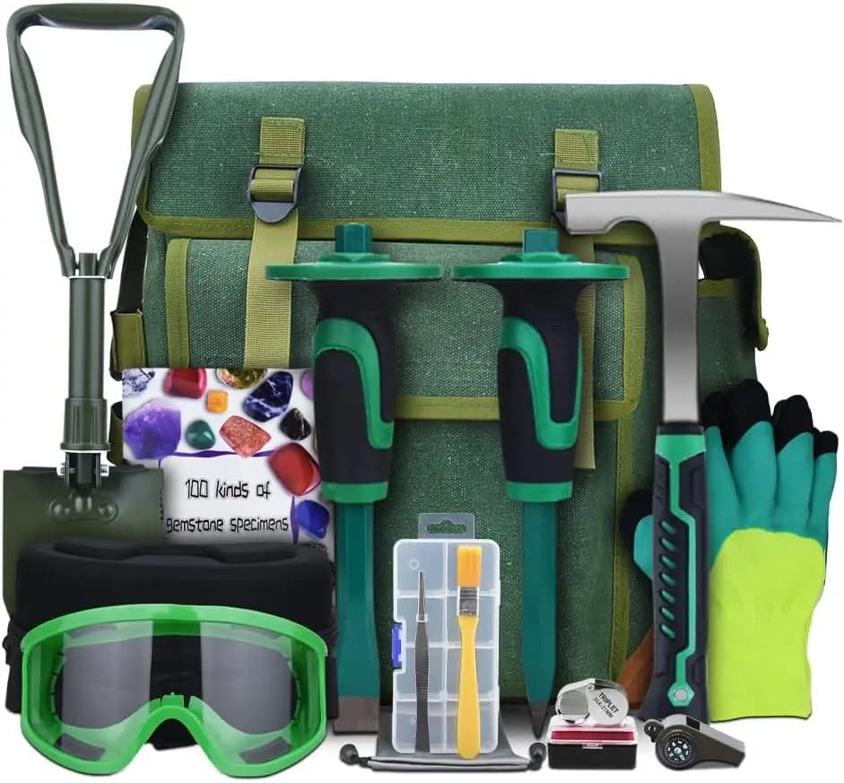 Kit of 16 Pieces for Rock Research with Backpack, Ideal for Beginners in Rock Research and Gold Extraction