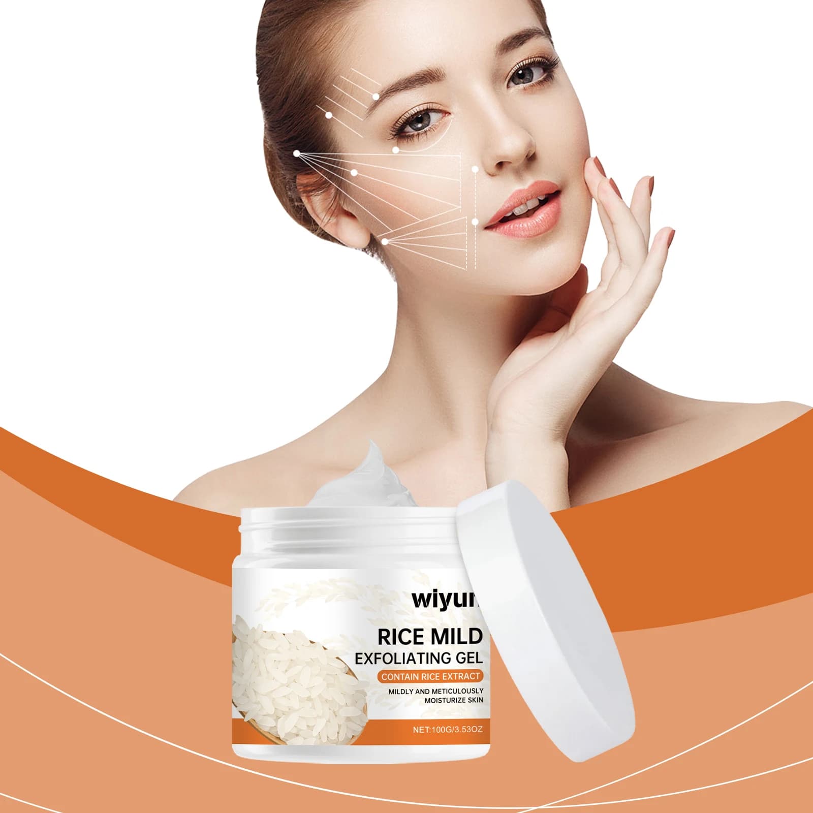 Gel Esfoliante al Riso - Gel Detergente Delicato per Viso e Corpo, Idratante, Nutriente e Rinfrescante