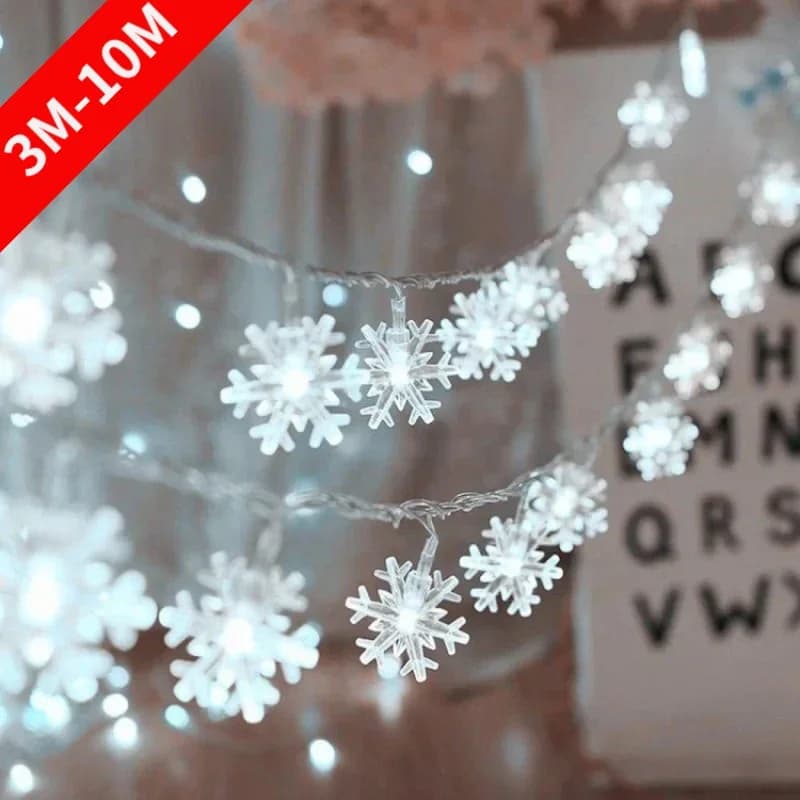 10M USB/Alimentato a batteria Fiocco di neve LED Luci della stringa Luci della ghirlanda Lampada esterna Matrimonio Giardino Lucine Decorazione natalizia