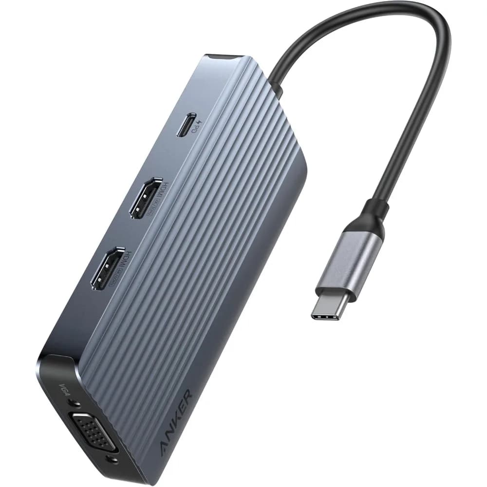 USB-C 8 in 1 Hub with triple display, 5 Gbps data transfer and laptop power