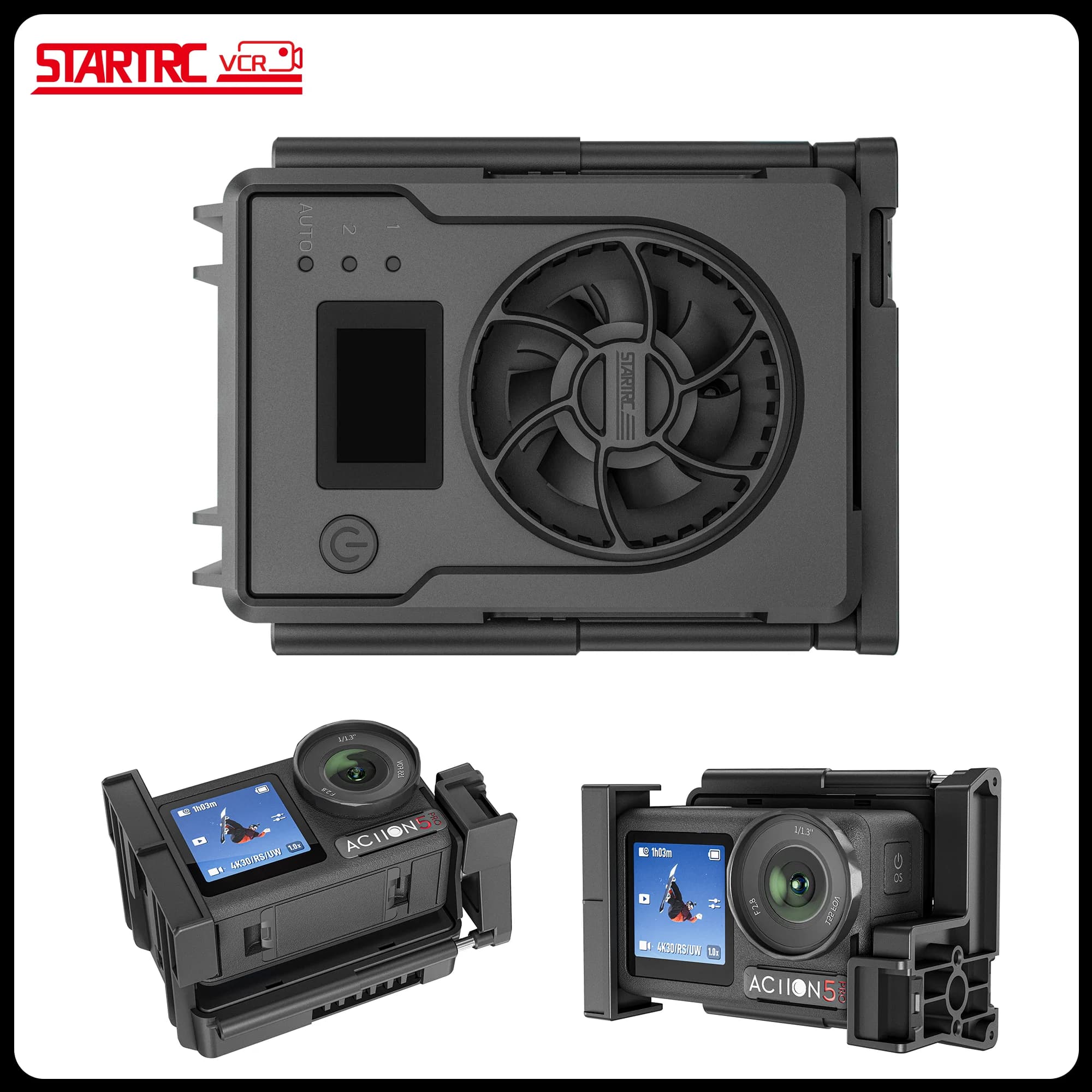 Cooling Radiator for DJI Osmo Action 5 Pro/Action 4/3, camera accessories, Ice Core cooling fan with 3-speed adjustment and Cold Shoe attack