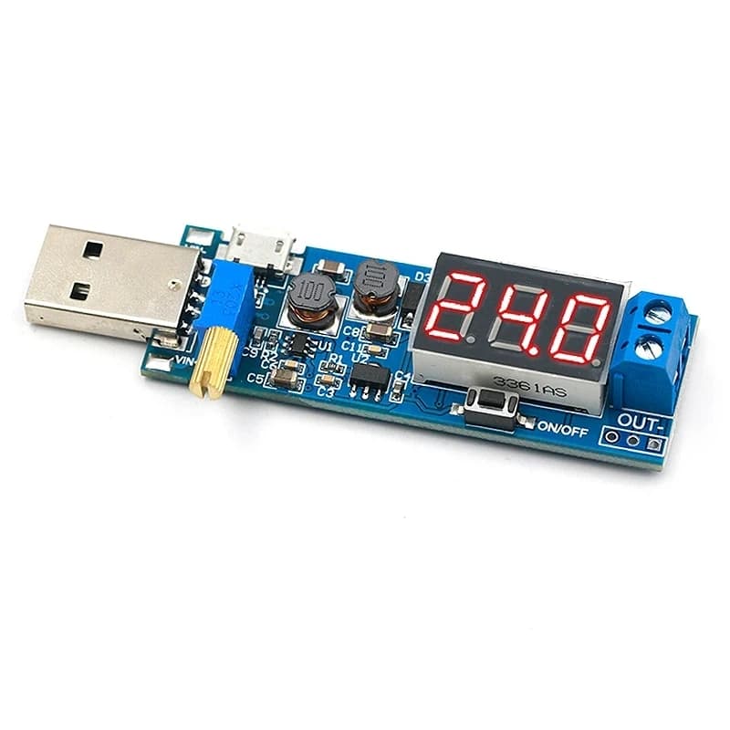 USB Boost Buck Converter, Step-Up/Step-Down DC-DC Power Module from 5V to 3.3V / 12V, DC 1.2V-24V