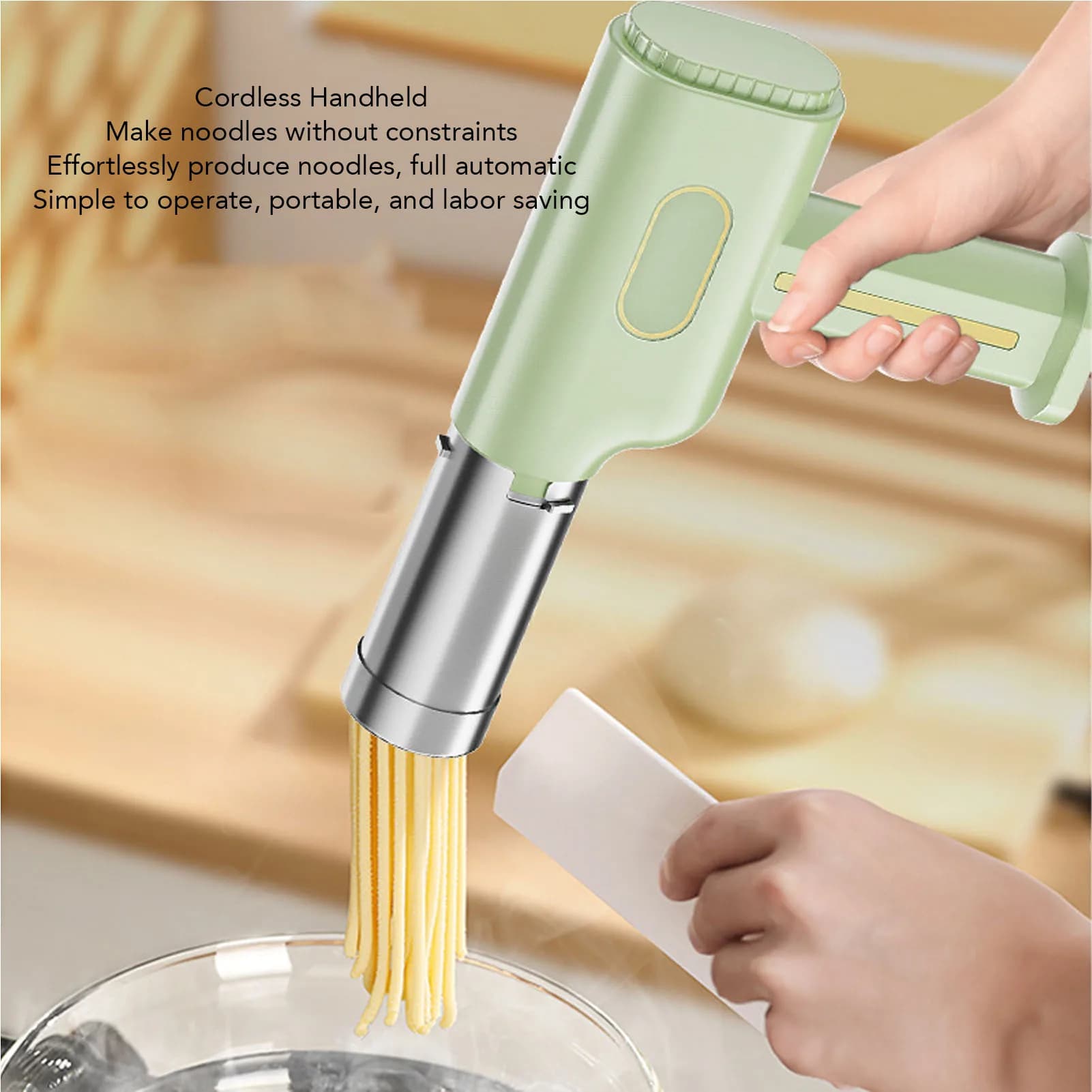 Handheld Electric Pasta Maker Cordless Pasta Machine Noodle Maker Automatic Homemade Spaghetti Ramen Sausage Making Attachment
