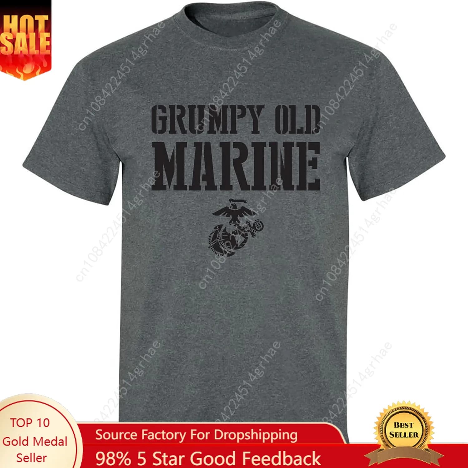 zerogravitee Short Sleeved T-shirt for adults Grumpy Old Marine
