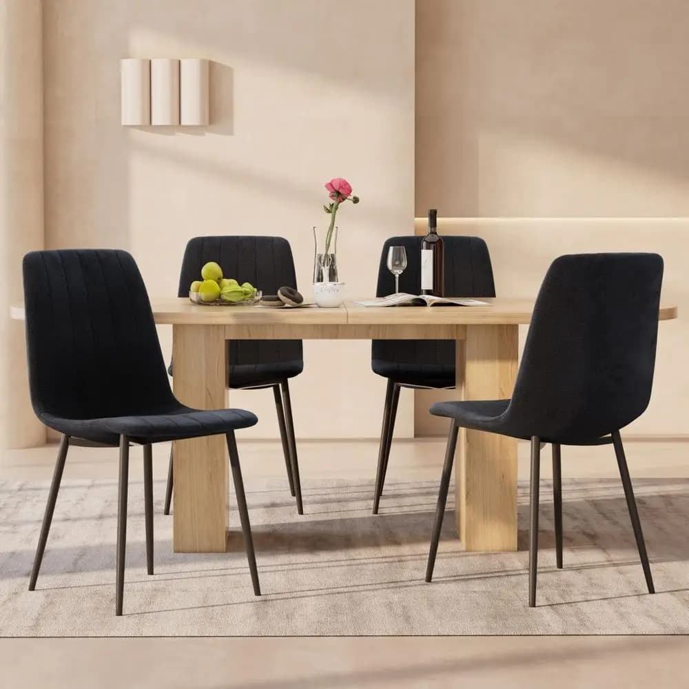 Set di 4 sedie, sedie moderne per cucina e sala da pranzo, sedie ergonomiche in velluto con seduta imbottita e robusta struttura in metallo