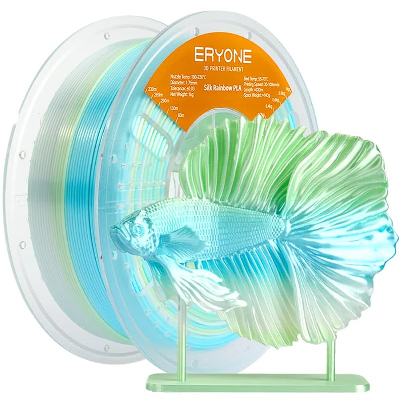 ERYONE 1KG Silk Rainbow PLA Filament 1.75mm, Shiny Multicolor 3D Printer Filament, Fast Color Change, +/-0.03mm, 1kg Spool