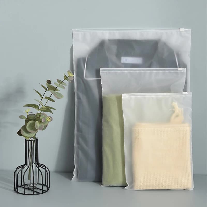 10 pezzi trasparenti per vestiti, borsa con cerniera, borsa per organizer portatile in PE, borsa a chiusura lampo, borsa per imballaggio impermeabile
