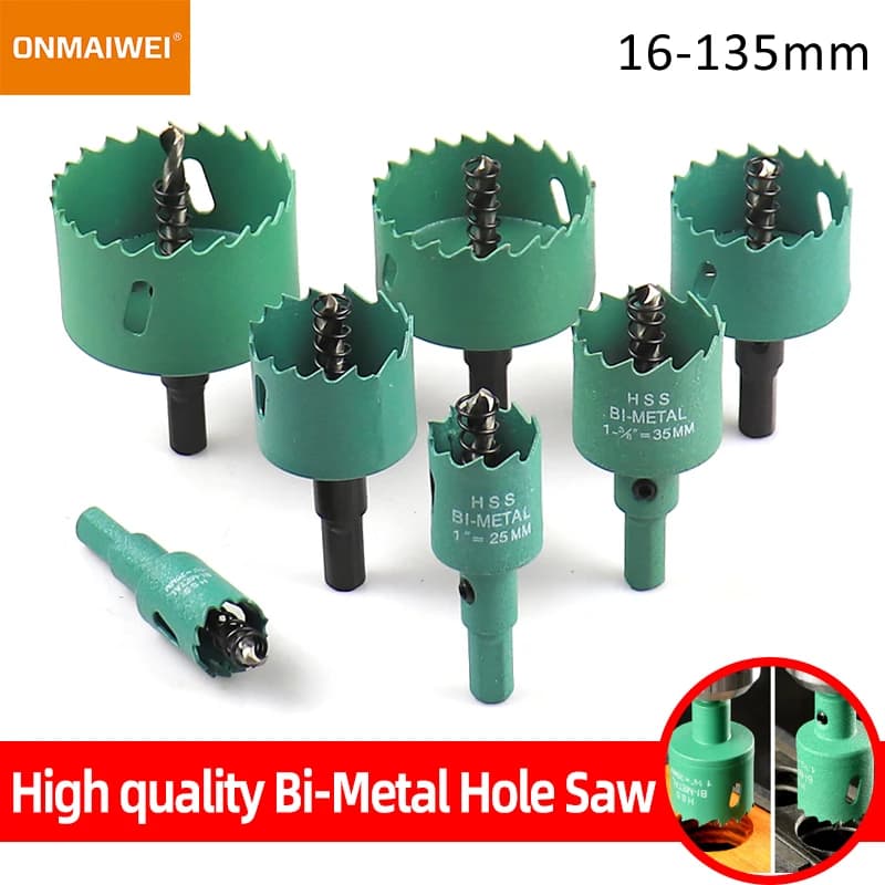 1 Pc 16-200mm Bimetal Wood Hole Saw Drill Bit HSS Steel New M42 Core Hole Saw Suitable For Downlight Plasterboard Opening