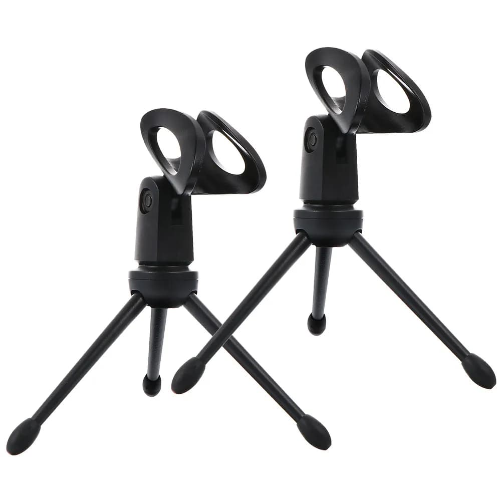 2Pcs Universal Microphone Stand Mini Foldable Tripod Desktop Mic Holder Stable Bracket Audio Accessory for Home Podcast