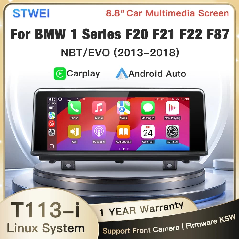 STWEI 2026 8.8in Linux System For BMW 1 / 2 Series M1 F20 F21 F22 F87 NBT EVO GPS Wireless CarPlay Android Auto Car Video Player