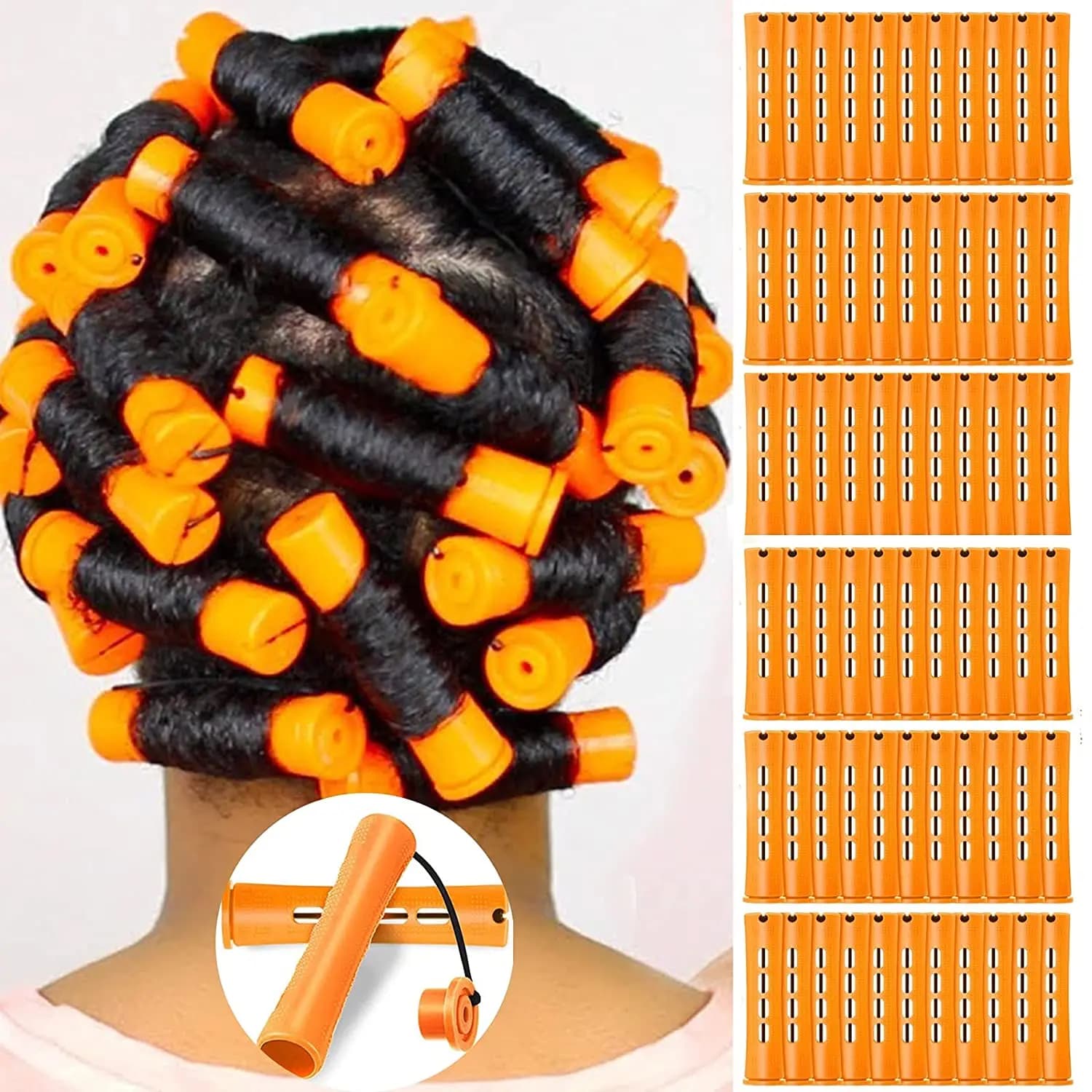 Headsets for permanent and 60 pieces of curlers with cold wave hair rods Bigodino for long and short hair for woman (8 sizes)