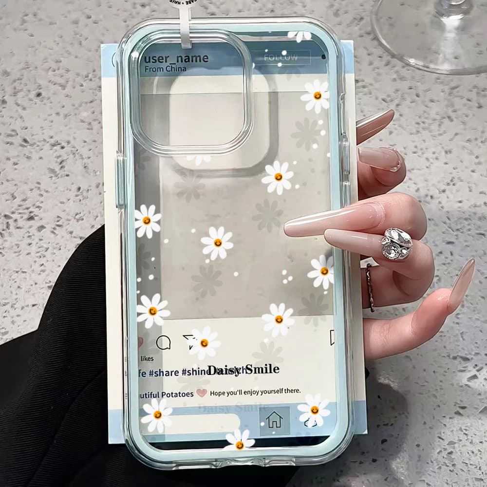 Minimalism Daisy INS Phone Case For Samsung Galaxy S26 Ultra S25 S24 Plus s22 s23 Plus FE A57 A54 A55 A35 A36 A37 5G Clear Cover