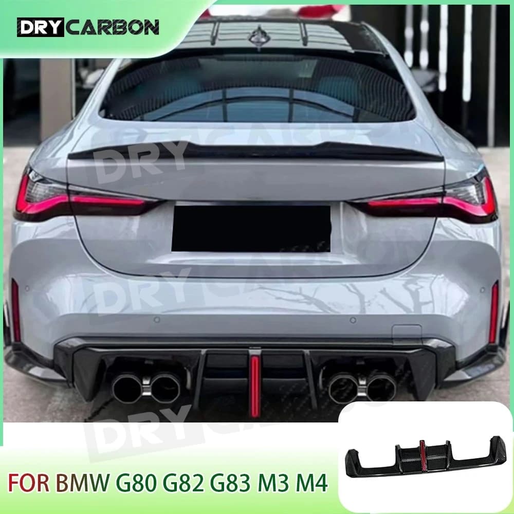 Dry Carbon Fiber Rear Bumper Diffuser Lip Spoiler for BMW G80 G82 G83 M3 M4 2021+ FRP Body Kits Accessories