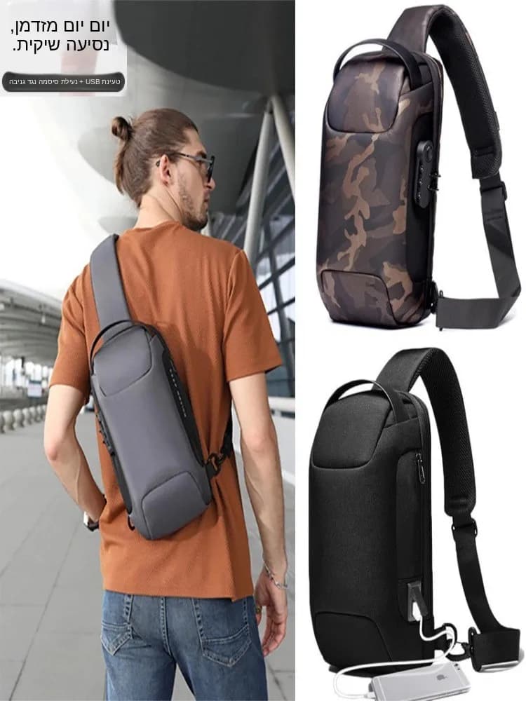 Borsa a Tracolla da Uomo per Viaggi d'Affari, Antifurto con Chiusura, Zaino Sportivo e Casual, Borsa Rigida da Spalla in Tessuto Oxford