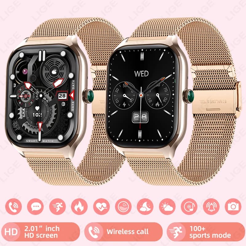 LIGE Smartwatch for Men and Women, 2.01 Inches, Waterproof, for Open Sports, with Bluetooth, Fitness Tracker, New Model