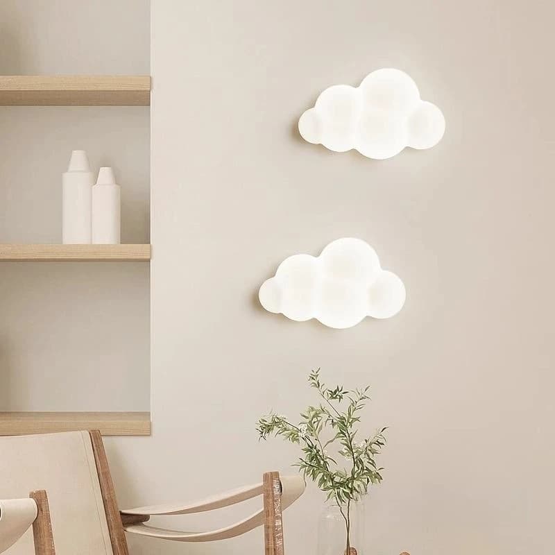 Lampade da Parete a Forma di Nuvola Bianca per Cameretta Bambini, Lampada a Stella per Asilo Nido, Applique da Comodino per Camera da Letto, Illuminazione per Bambini e Neonati 220V