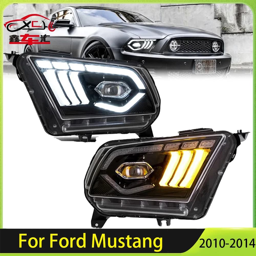 XCH 2PCS Fari a Proiezione LED Completi con DRL e Indicatori di Direzione Ambra per Ford Mustang 2010 2011 2012 2013 2014 Accessori Auto