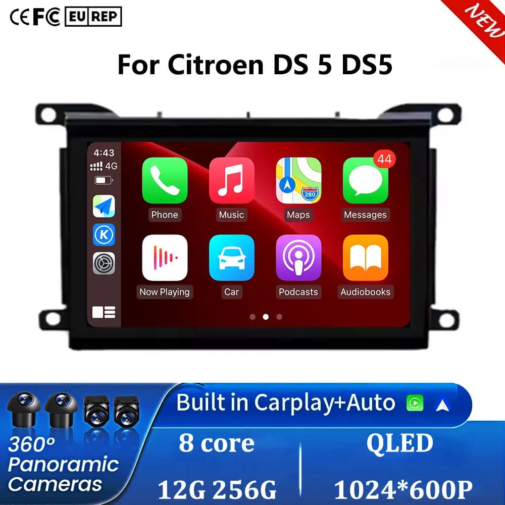 Android 15 Autoradio Multimedia Reader Screen Head Unit Carplay Autoradio For Citroen DS 5 DS5 GPS Navigation Stereo 508 4G DSP
