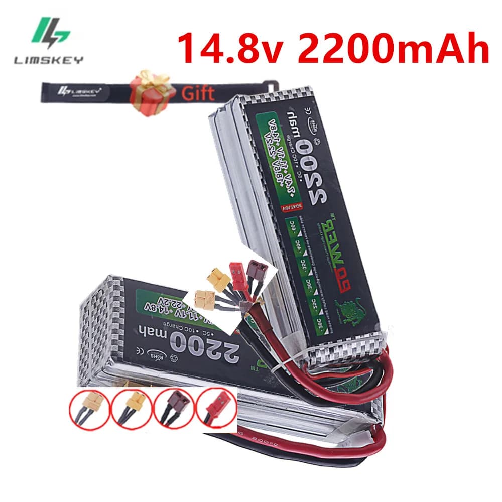 Batteria Lipo 4S 14.8V 2200MAH 60C Batteria per auto RC per droni FPV RC Barche Aereo telecomandato 14.8v batterie ricaricabili
