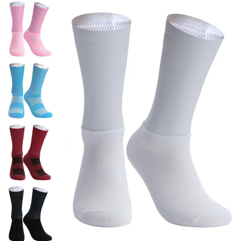 New Pro Team Aero Socks Anti Slip Silicone Cycling Socks Men Bicycle Sport Running Bike Socks Calcetines Ciclismo