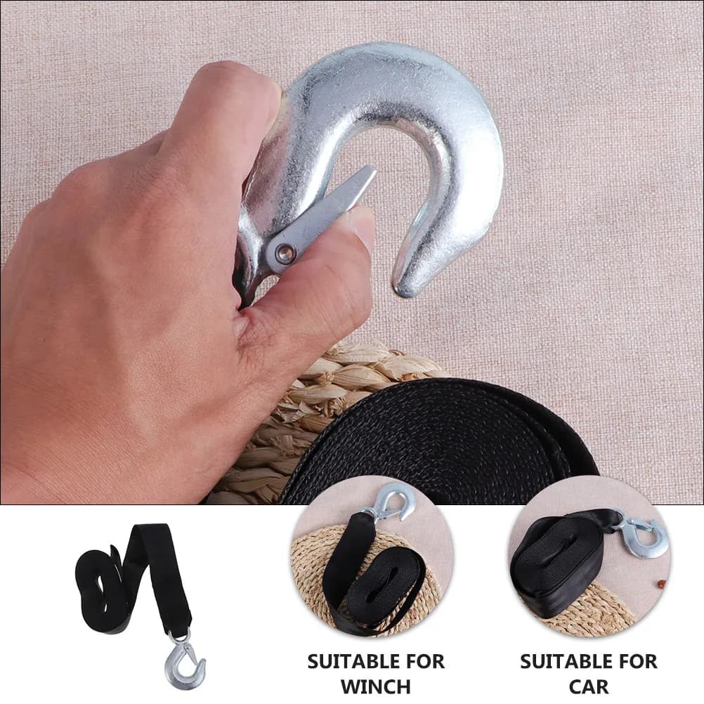 Trailer Rope Heavy Duty Polyester Steel Hook Secure Winch Strap Emergency Tow Rope Marine Trailer Winch Belt Safety Strap