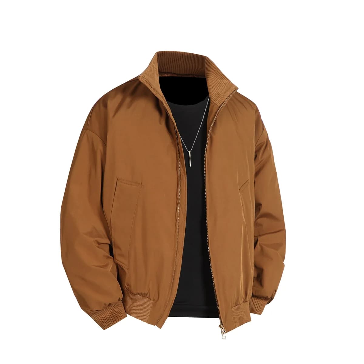 American Bomber Jacket Men Stand Collar Jacket Mens Spring Casual Zip Up Short Jackets Coat Classic simple