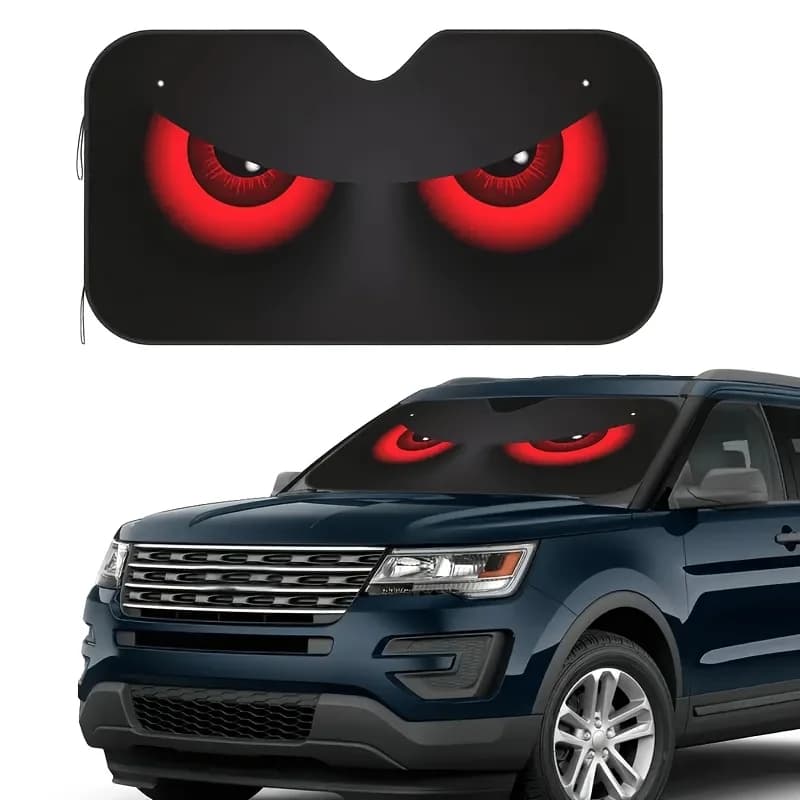(51.2*27.6in)1pcs Random Pattern/Foldable Fashion Red-eye Car Shade, Windshield Front Window Shade to Keep The Car Cool And Block The Sun, Car Shade Summer Window Shade Folding Windshield Protective Cover