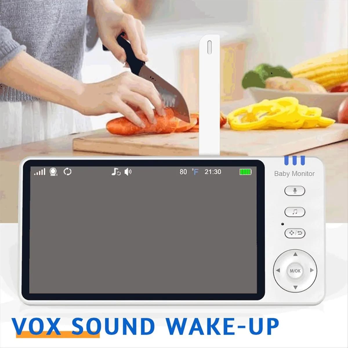 Monitor video per bambini A43M 2.4G 355 ° Telecamere di sorveglianza con schermo per la visualizzazione della temperatura Smart Home US PLUG